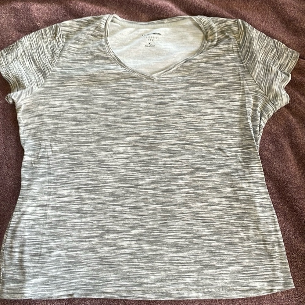 Gray V-Neck Women's Top
